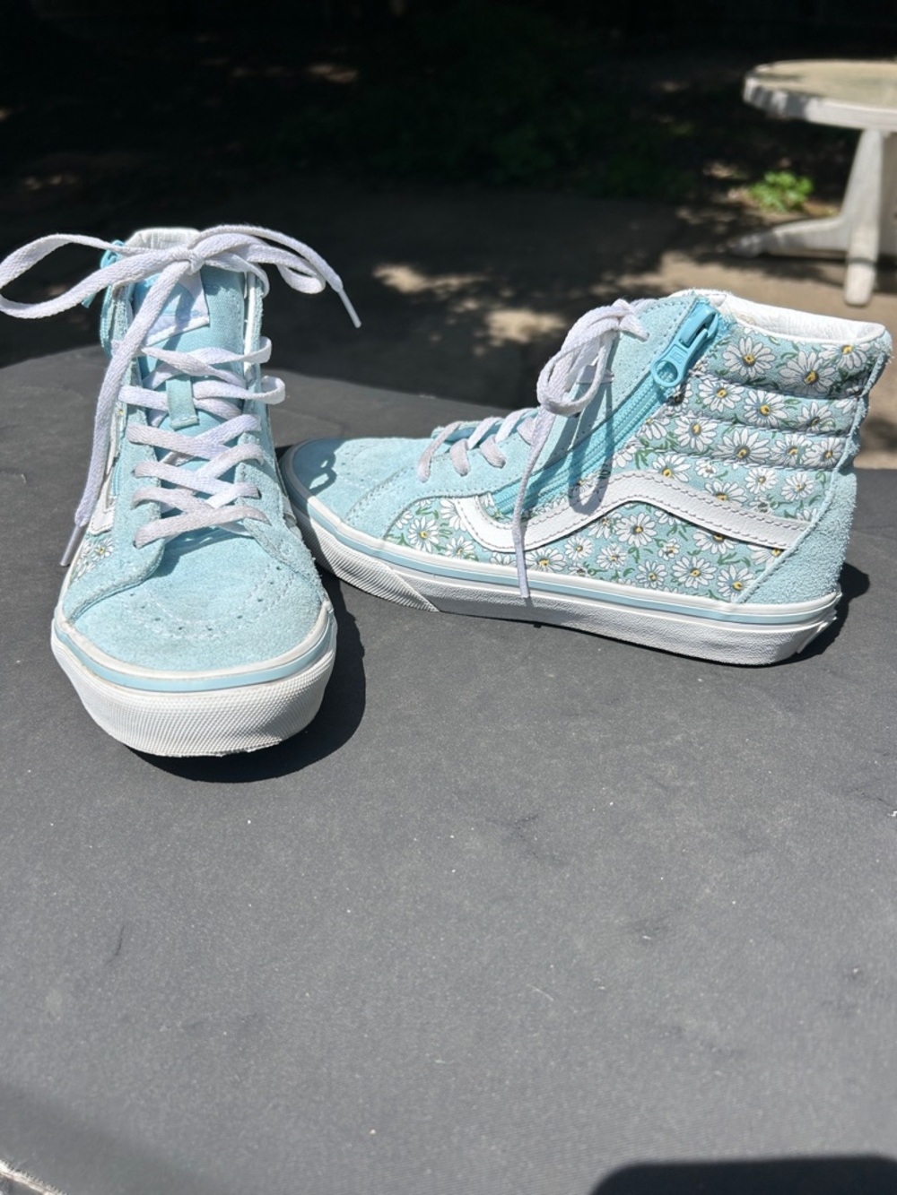 Vans SK8 Hi Reissue Floral Sneaker High Top Powder Blue Daisy Print